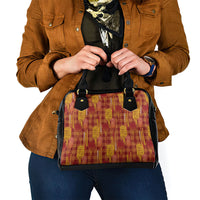 Aloha Hawaii Vintage Kahili Pa'a Lima Shoulder Handbag Palaka Print Hilo Royal Red-Yellow