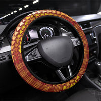 Aloha Hawaii Vintage Kahili Pa'a Lima Steering Wheel Cover Palaka Print Hilo Royal Red-Yellow