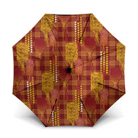 Aloha Hawaii Vintage Kahili Pa'a Lima Umbrella Palaka Print Hilo Royal Red-Yellow