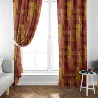 Aloha Hawaii Vintage Kahili Pa'a Lima Window Curtain Palaka Print Hilo Royal Red-Yellow