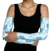 Aloha Hawaii Vintage Kahili Pa'a Lima Arm Sleeves Palaka Print Oceanic Turquoise