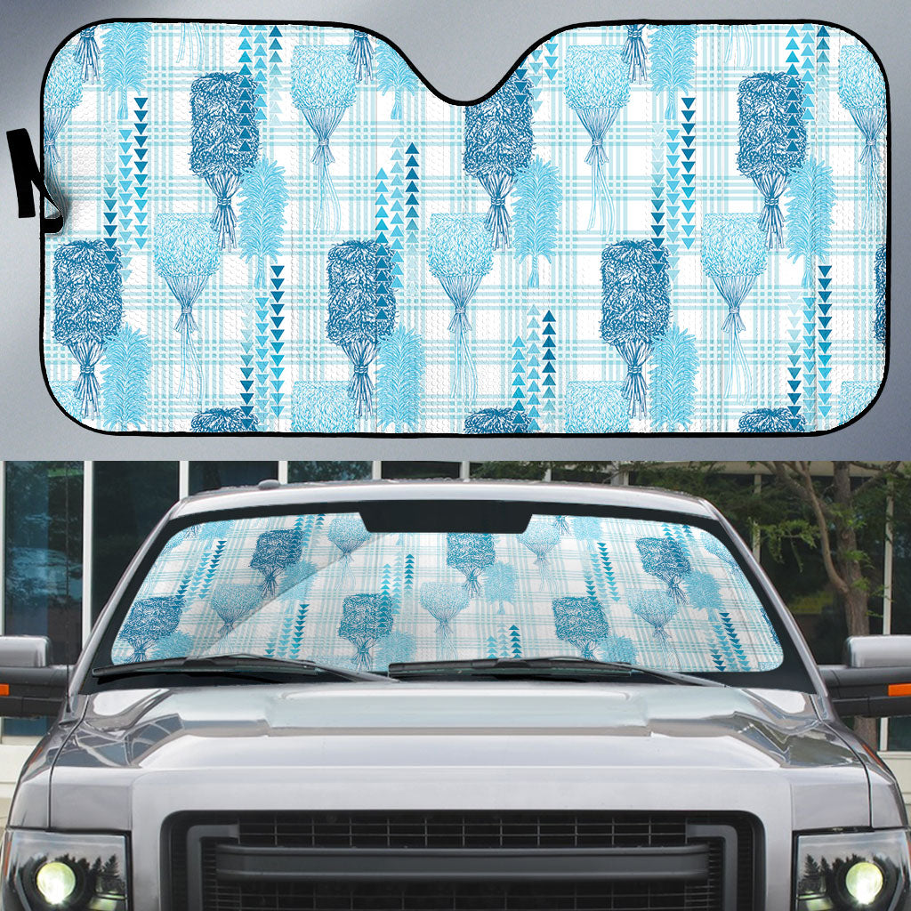 Aloha Hawaii Vintage Kahili Pa'a Lima Auto Sun Shade Palaka Print Oceanic Turquoise