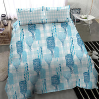 Aloha Hawaii Vintage Kahili Pa'a Lima Bedding Set Palaka Print Oceanic Turquoise