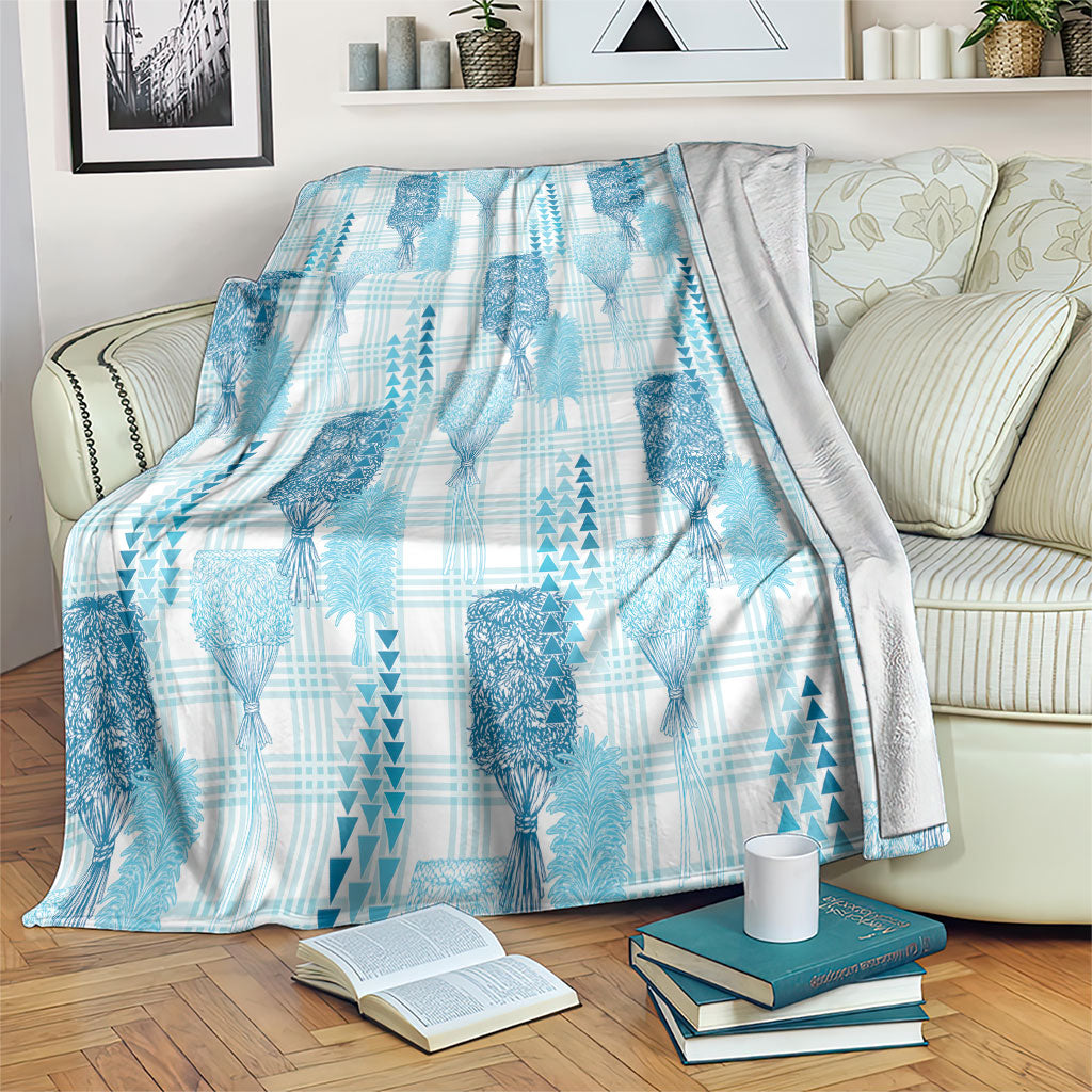 Aloha Hawaii Vintage Kahili Pa'a Lima Blanket Palaka Print Oceanic Turquoise LT7 Turquoise - Polynesian Pride