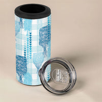 Aloha Hawaii Vintage Kahili Pa'a Lima 4 in 1 Can Cooler Tumbler Palaka Print Oceanic Turquoise