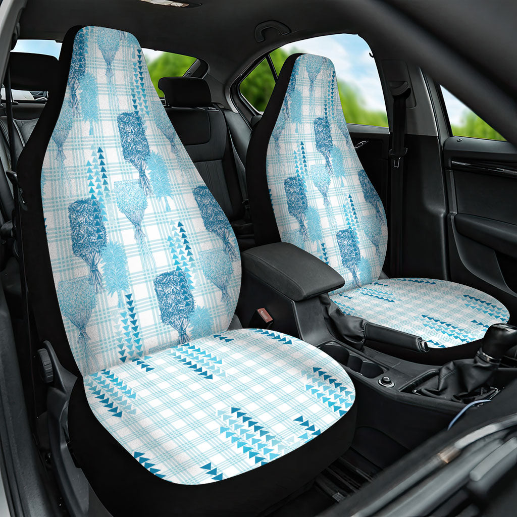 Aloha Hawaii Vintage Kahili Pa'a Lima Car Seat Cover Palaka Print Oceanic Turquoise