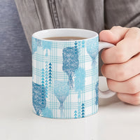 Aloha Hawaii Vintage Kahili Pa'a Lima Ceramic Mug Palaka Print Oceanic Turquoise