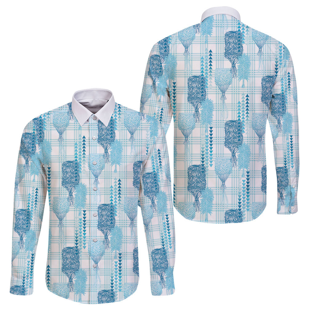 Aloha Hawaii Vintage Kahili Pa'a Lima Family Matching Puletasi and Hawaiian Shirt Palaka Print Oceanic Turquoise