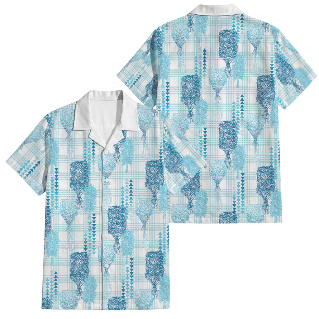 Aloha Hawaii Vintage Kahili Pa'a Lima Family Matching Short Sleeve Bodycon Dress and Hawaiian Shirt Palaka Print Oceanic Turquoise