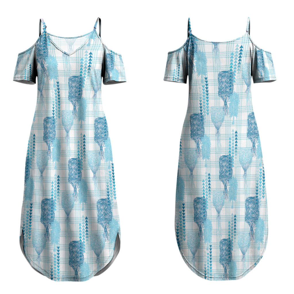 Aloha Hawaii Vintage Kahili Pa'a Lima Family Matching Summer Maxi Dress and Hawaiian Shirt Palaka Print Oceanic Turquoise