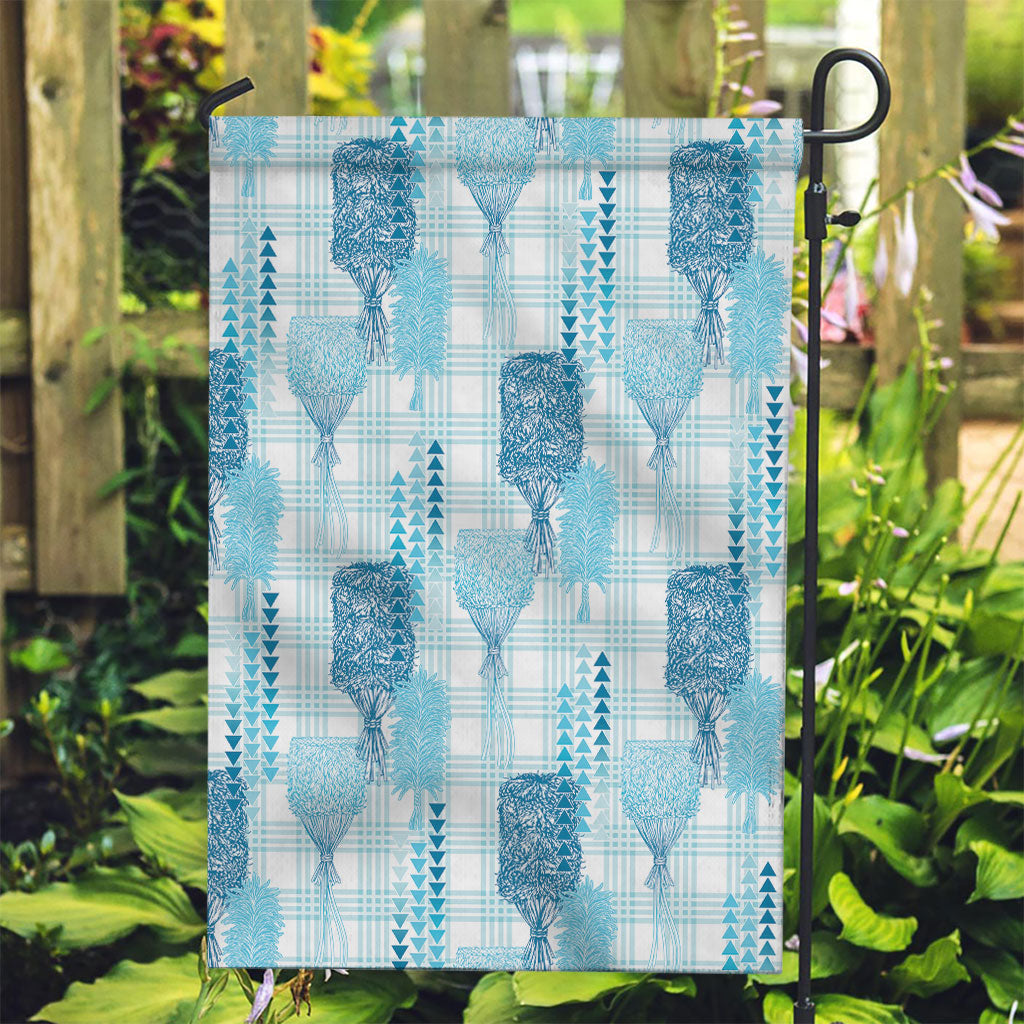 Aloha Hawaii Vintage Kahili Pa'a Lima Garden Flag Palaka Print Oceanic Turquoise