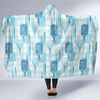 Aloha Hawaii Vintage Kahili Pa'a Lima Hooded Blanket Palaka Print Oceanic Turquoise