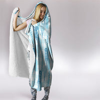 Aloha Hawaii Vintage Kahili Pa'a Lima Hooded Blanket Palaka Print Oceanic Turquoise
