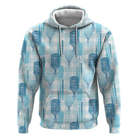 Aloha Hawaii Vintage Kahili Pa'a Lima Hoodie Palaka Print Oceanic Turquoise
