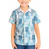 Aloha Hawaii Vintage Kahili Pa'a Lima Kid Hawaiian Shirt Palaka Print Oceanic Turquoise