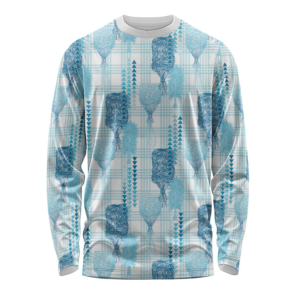 Aloha Hawaii Vintage Kahili Pa'a Lima Long Sleeve Shirt Palaka Print Oceanic Turquoise LT7 Unisex Turquoise - Polynesian Pride