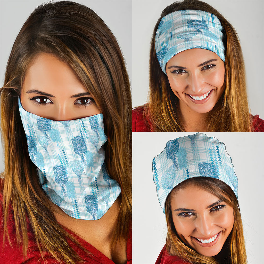 Aloha Hawaii Vintage Kahili Pa'a Lima Neck Gaiter Palaka Print Oceanic Turquoise