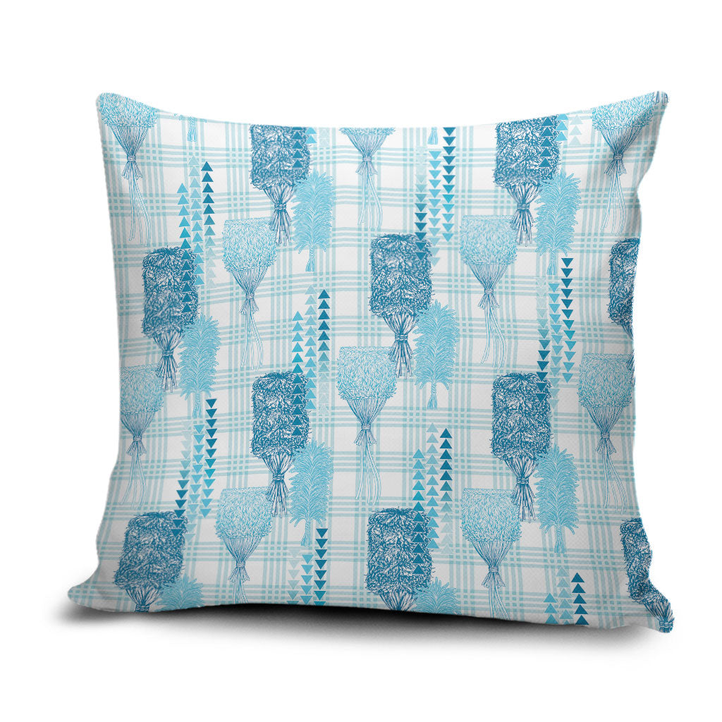 Aloha Hawaii Vintage Kahili Pa'a Lima Pillow Cover Palaka Print Oceanic Turquoise LT7 Turquoise - Polynesian Pride