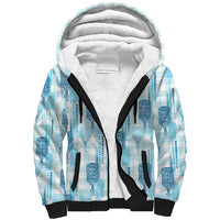 Aloha Hawaii Vintage Kahili Pa'a Lima Sherpa Hoodie Palaka Print Oceanic Turquoise
