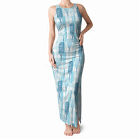 Aloha Hawaii Vintage Kahili Pa'a Lima Tank Maxi Dress Palaka Print Oceanic Turquoise