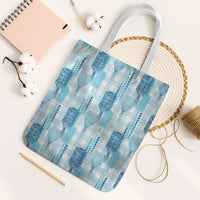 Aloha Hawaii Vintage Kahili Pa'a Lima Tote Bag Palaka Print Oceanic Turquoise