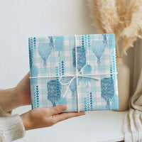 Aloha Hawaii Vintage Kahili Pa'a Lima Wrapping Paper Palaka Print Oceanic Turquoise