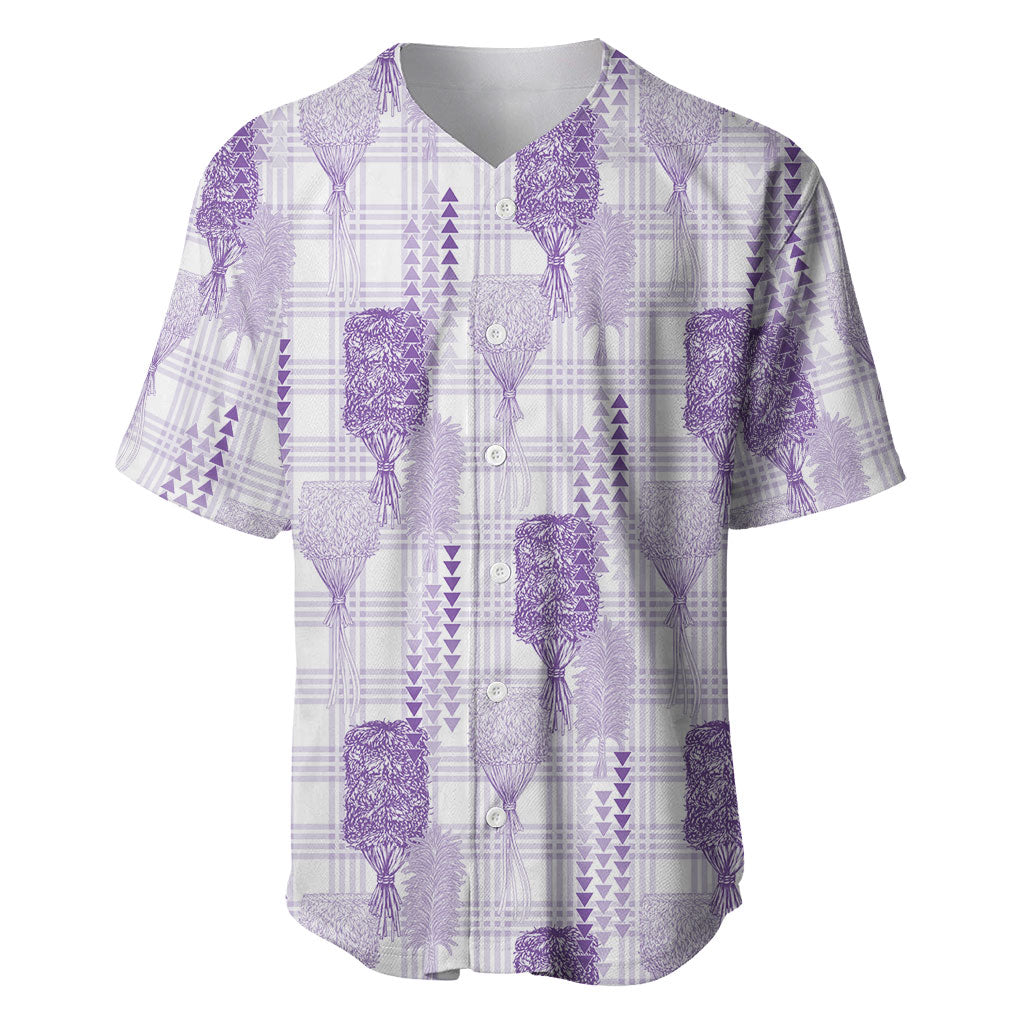 Aloha Hawaii Vintage Kahili Pa'a Lima Baseball Jersey Palaka Print Pastel Lavender LT7 Lavender - Polynesian Pride