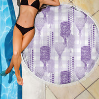 Aloha Hawaii Vintage Kahili Pa'a Lima Beach Blanket Palaka Print Pastel Lavender