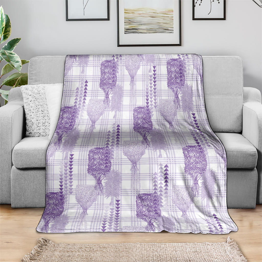 Aloha Hawaii Vintage Kahili Pa'a Lima Blanket Palaka Print Pastel Lavender