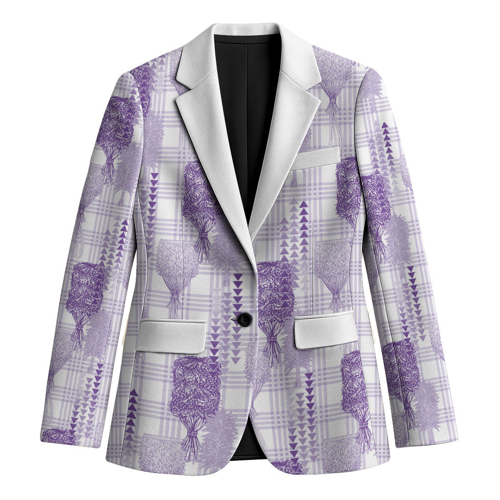 Aloha Hawaii Vintage Kahili Pa'a Lima Blazer Palaka Print Pastel Lavender