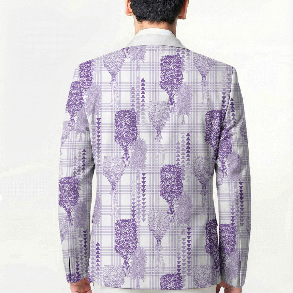 Aloha Hawaii Vintage Kahili Pa'a Lima Blazer Palaka Print Pastel Lavender