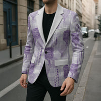 Aloha Hawaii Vintage Kahili Pa'a Lima Blazer Palaka Print Pastel Lavender