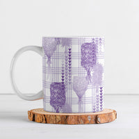 Aloha Hawaii Vintage Kahili Pa'a Lima Ceramic Mug Palaka Print Pastel Lavender
