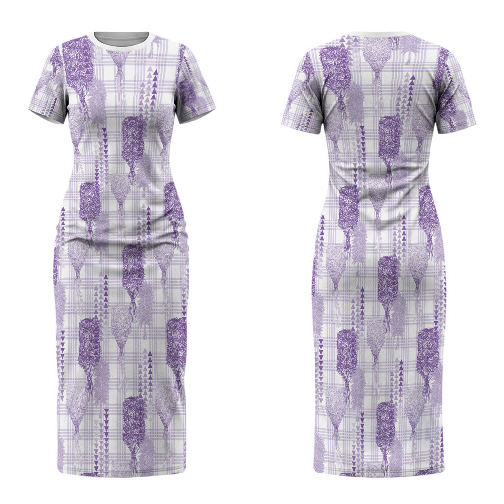 Aloha Hawaii Vintage Kahili Pa'a Lima Couples Matching Short Sleeve Bodycon Dress and Hawaiian Shirt Palaka Print Pastel Lavender