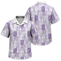 Aloha Hawaii Vintage Kahili Pa'a Lima Family Matching Off The Shoulder Long Sleeve Dress and Hawaiian Shirt Palaka Print Pastel Lavender