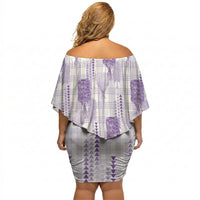 Aloha Hawaii Vintage Kahili Pa'a Lima Off Shoulder Short Dress Palaka Print Pastel Lavender