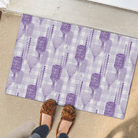 Aloha Hawaii Vintage Kahili Pa'a Lima Rubber Doormat Palaka Print Pastel Lavender