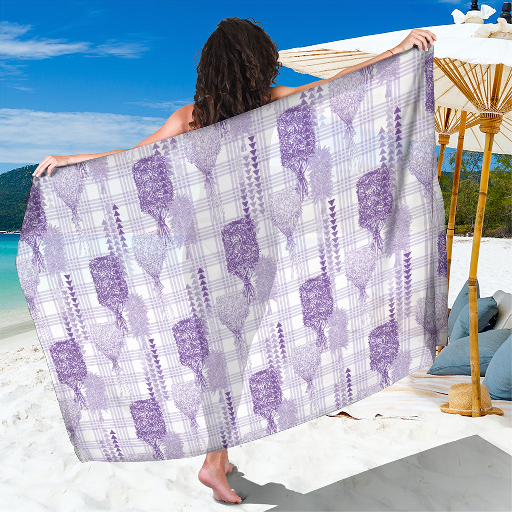 Aloha Hawaii Vintage Kahili Pa'a Lima Sarong Palaka Print Pastel Lavender LT7 One Size 44 x 66 inches Lavender - Polynesian Pride