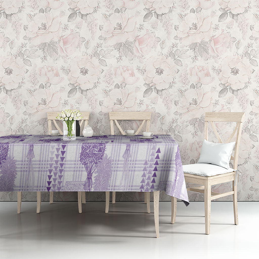 Aloha Hawaii Vintage Kahili Pa'a Lima Tablecloth Palaka Print Pastel Lavender