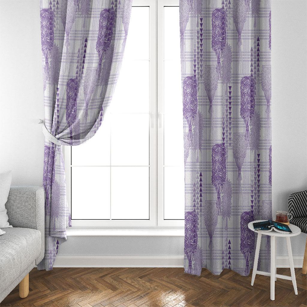 Aloha Hawaii Vintage Kahili Pa'a Lima Window Curtain Palaka Print Pastel Lavender