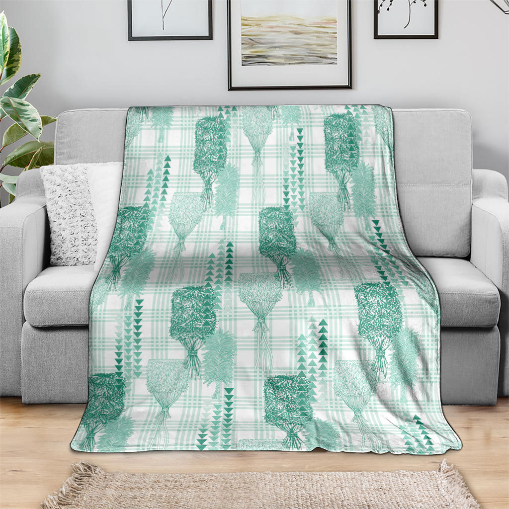 Aloha Hawaii Vintage Kahili Pa'a Lima Blanket Palaka Print Mossy Teal
