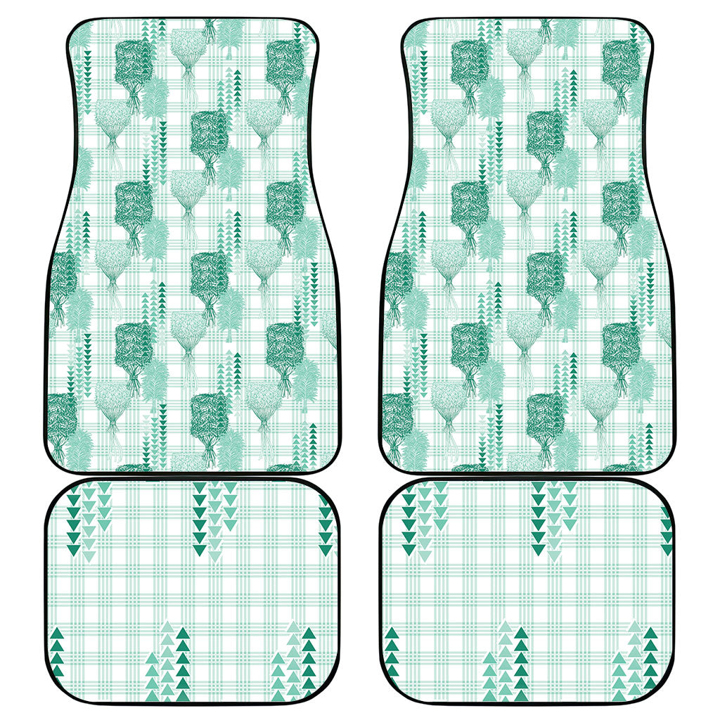 Aloha Hawaii Vintage Kahili Pa'a Lima Car Mats Palaka Print Mossy Teal