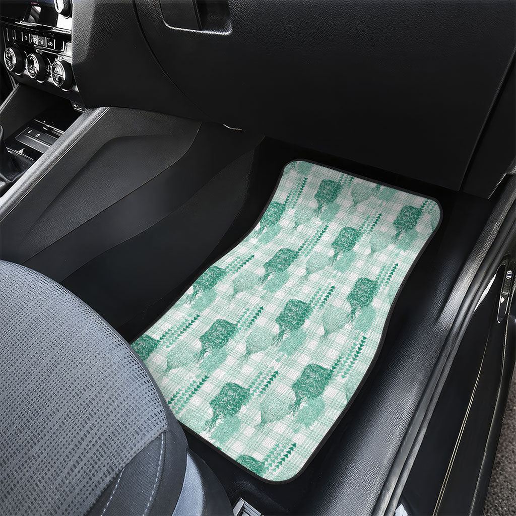 Aloha Hawaii Vintage Kahili Pa'a Lima Car Mats Palaka Print Mossy Teal