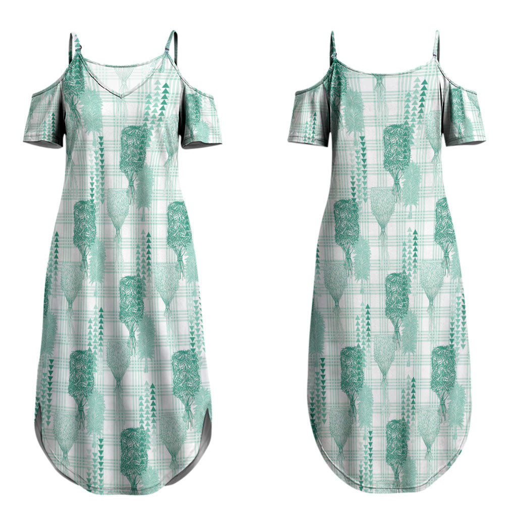 Aloha Hawaii Vintage Kahili Pa'a Lima Couples Matching Summer Maxi Dress and Hawaiian Shirt Palaka Print Mossy Teal