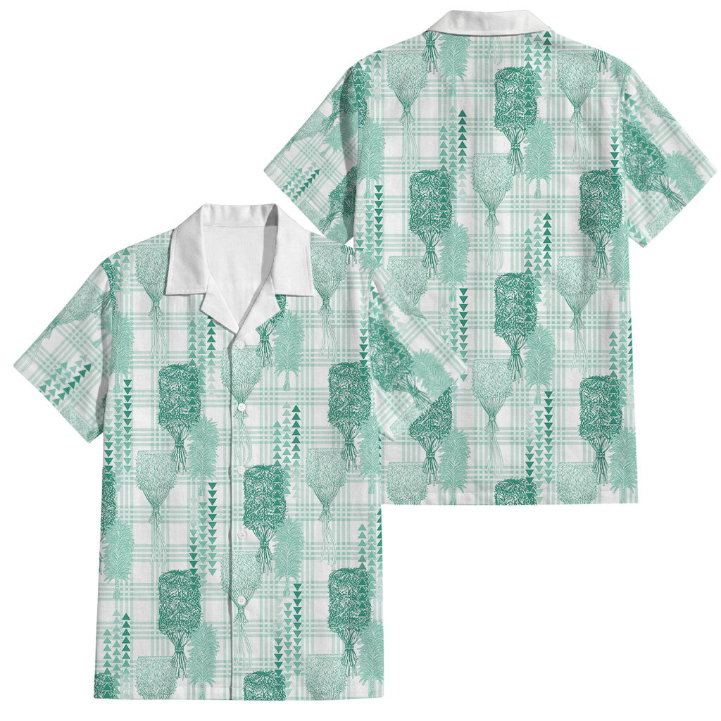 Aloha Hawaii Vintage Kahili Pa'a Lima Family Matching Short Sleeve Bodycon Dress and Hawaiian Shirt Palaka Print Mossy Teal