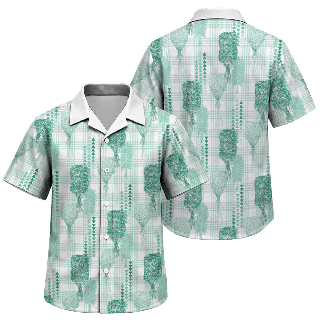 Aloha Hawaii Vintage Kahili Pa'a Lima Family Matching Short Sleeve Bodycon Dress and Hawaiian Shirt Palaka Print Mossy Teal