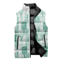 Aloha Hawaii Vintage Kahili Pa'a Lima Sleeveless Puffer Jacket Palaka Print Mossy Teal