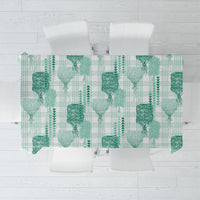 Aloha Hawaii Vintage Kahili Pa'a Lima Tablecloth Palaka Print Mossy Teal