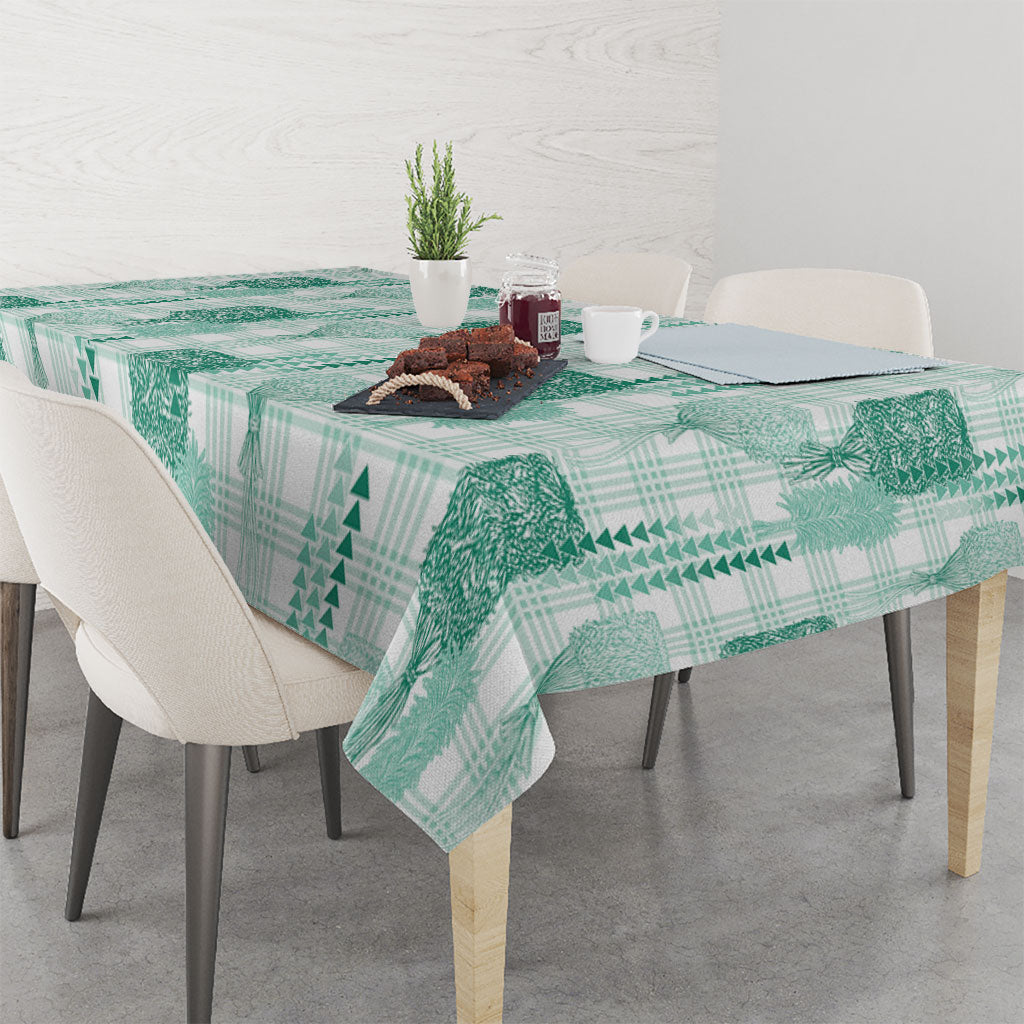Aloha Hawaii Vintage Kahili Pa'a Lima Tablecloth Palaka Print Mossy Teal