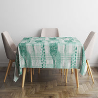 Aloha Hawaii Vintage Kahili Pa'a Lima Tablecloth Palaka Print Mossy Teal